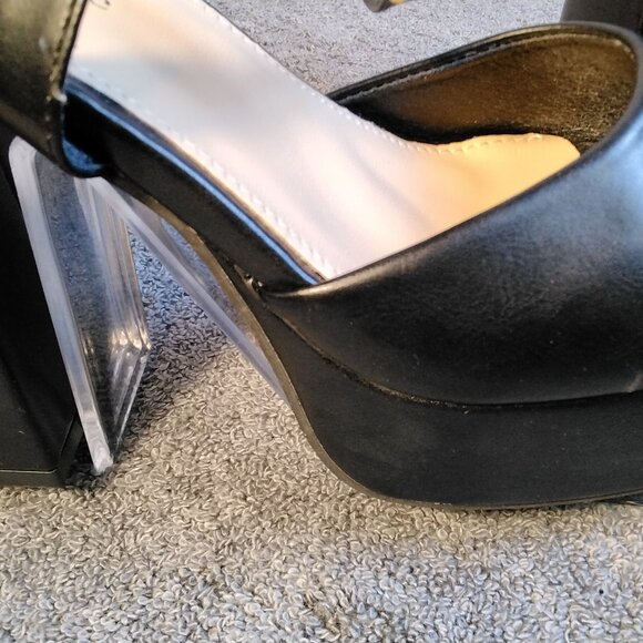 🖤 Modatope Black Platform Block Heels Size 6 Sandals Open Toe Pumps Ankle Strap - Picture 6 of 13